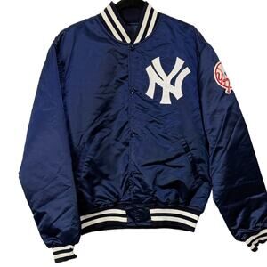 Navy Blue New York Yankees Bomber Jacket with White Accents